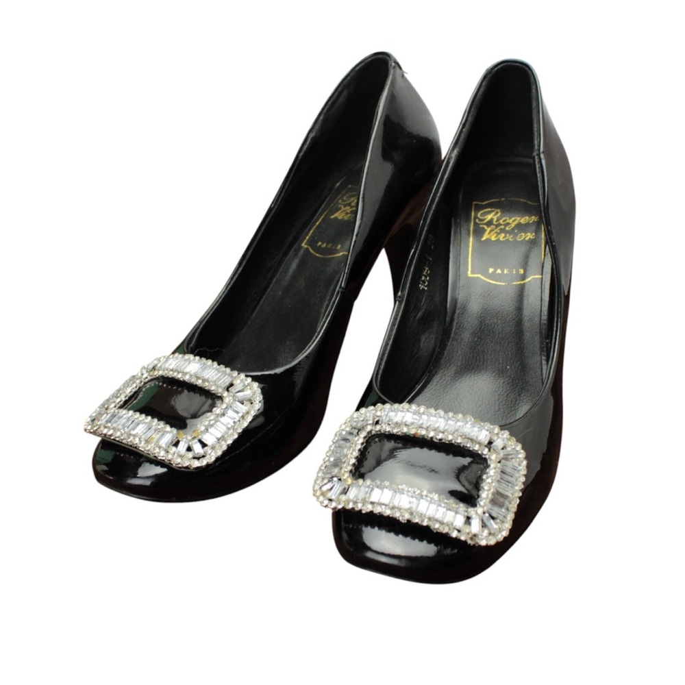 Roger Vivier Belle Vivier crystal embellished Pumps Heels 8 patent leather Black - Picture 1 of 16